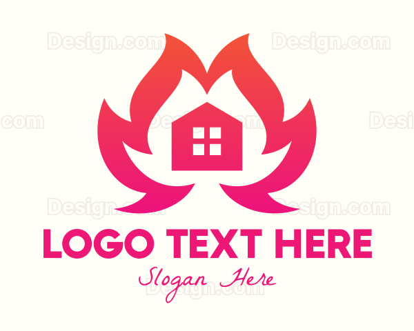 Burning House Flame Logo