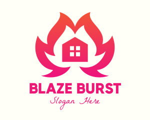 Burning House Flame logo design