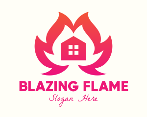 Burning House Flame logo design