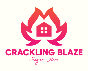 Burning House Flame logo design