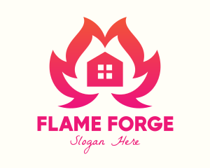 Burning House Flame logo design