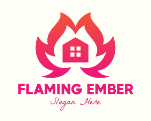 Burning House Flame logo design