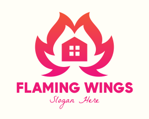 Burning House Flame logo design