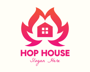 Burning House Flame logo design