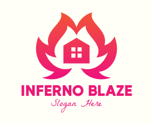 Burning House Flame logo design