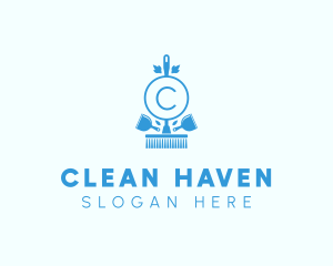 Cleaning Broom Dustpan logo design