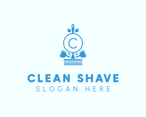 Cleaning Broom Dustpan logo design