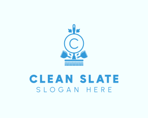 Cleaning Broom Dustpan logo design