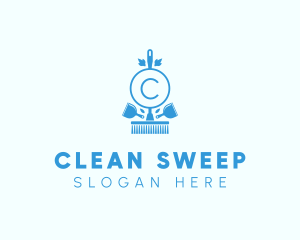 Cleaning Broom Dustpan logo design