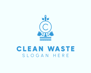 Cleaning Broom Dustpan logo design