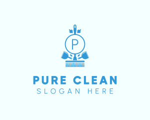 Cleaning Broom Dustpan logo design