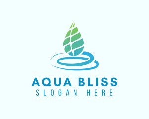 Organic Aqua Leaf logo design