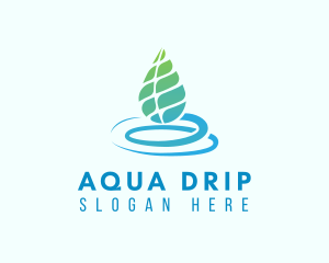 Organic Aqua Leaf logo design