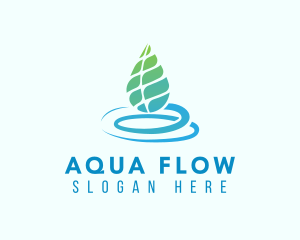 Organic Aqua Leaf logo design