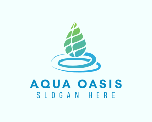 Organic Aqua Leaf logo design