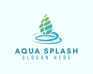 Organic Aqua Leaf logo design