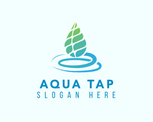 Organic Aqua Leaf logo design