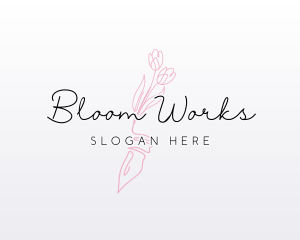 Flower Pen Calligraphy logo design