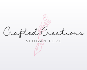 Flower Pen Calligraphy logo design