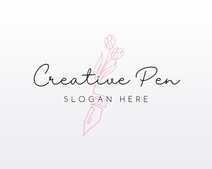 Flower Pen Calligraphy logo design