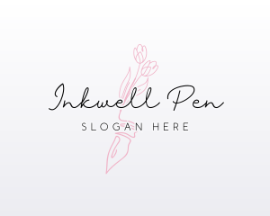 Flower Pen Calligraphy logo design