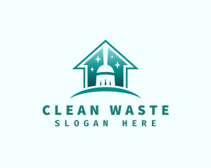 House Broom Sweep Cleaning logo design