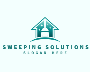 House Broom Sweep Cleaning logo design