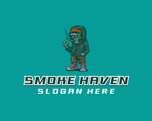 Hood Skull Smoking  logo design