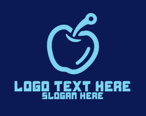 Apple - Digital Blue Apple logo design