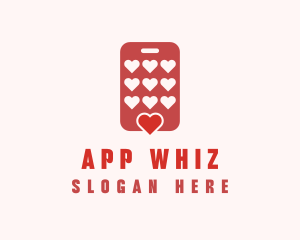 Phone Dating App Hearts logo design