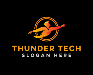 Power Thunder Human  logo design