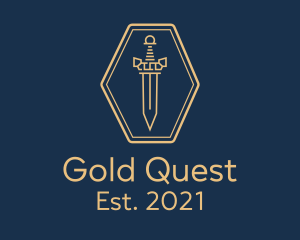 Gold Minimalist Sword  logo design