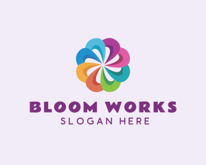 Colorful Flower Pinwheel logo design