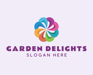 Colorful Flower Pinwheel logo design