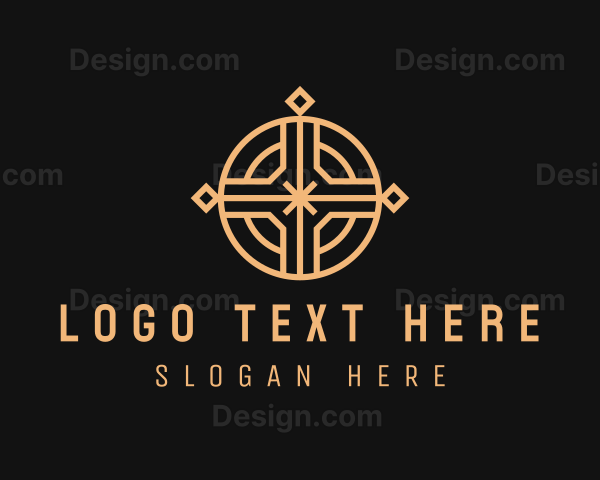 Golden Religious Cross Logo