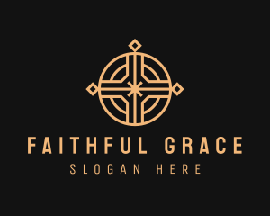 Golden Religious Cross logo design