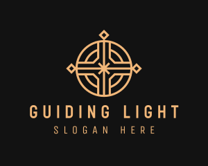 Golden Religious Cross logo design