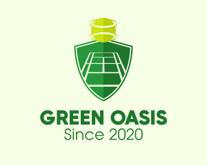 Green Tennis Court Shield logo design