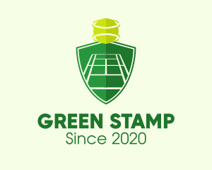 Green Tennis Court Shield logo design