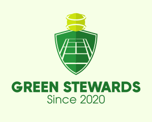 Green Tennis Court Shield logo design