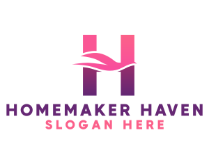 Pink Dove Letter H logo design