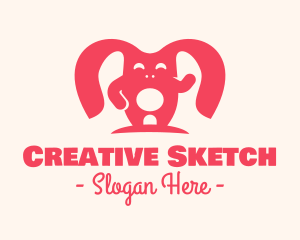 Cute Pink Rabbit logo design