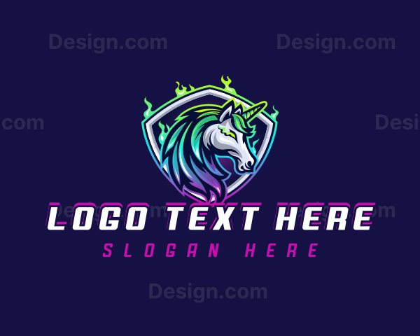 Horse Unicorn Shield Logo