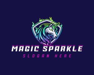 Horse Unicorn Shield logo design