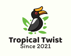 Tropical Hornbill Bird logo design