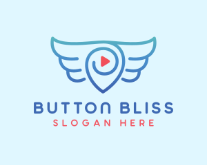 Location Pin Wings logo design