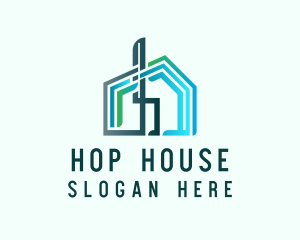 Abstract Blue House logo design