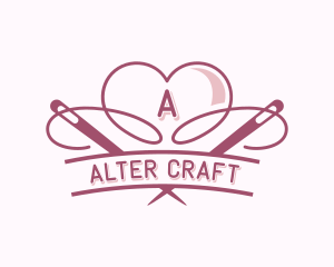 Heart Needle Seamstress logo design