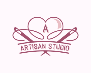 Heart Needle Seamstress logo design