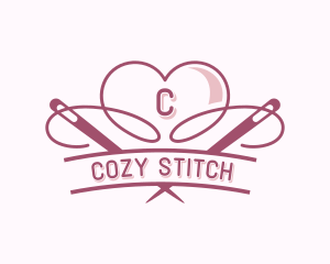 Heart Needle Seamstress logo design